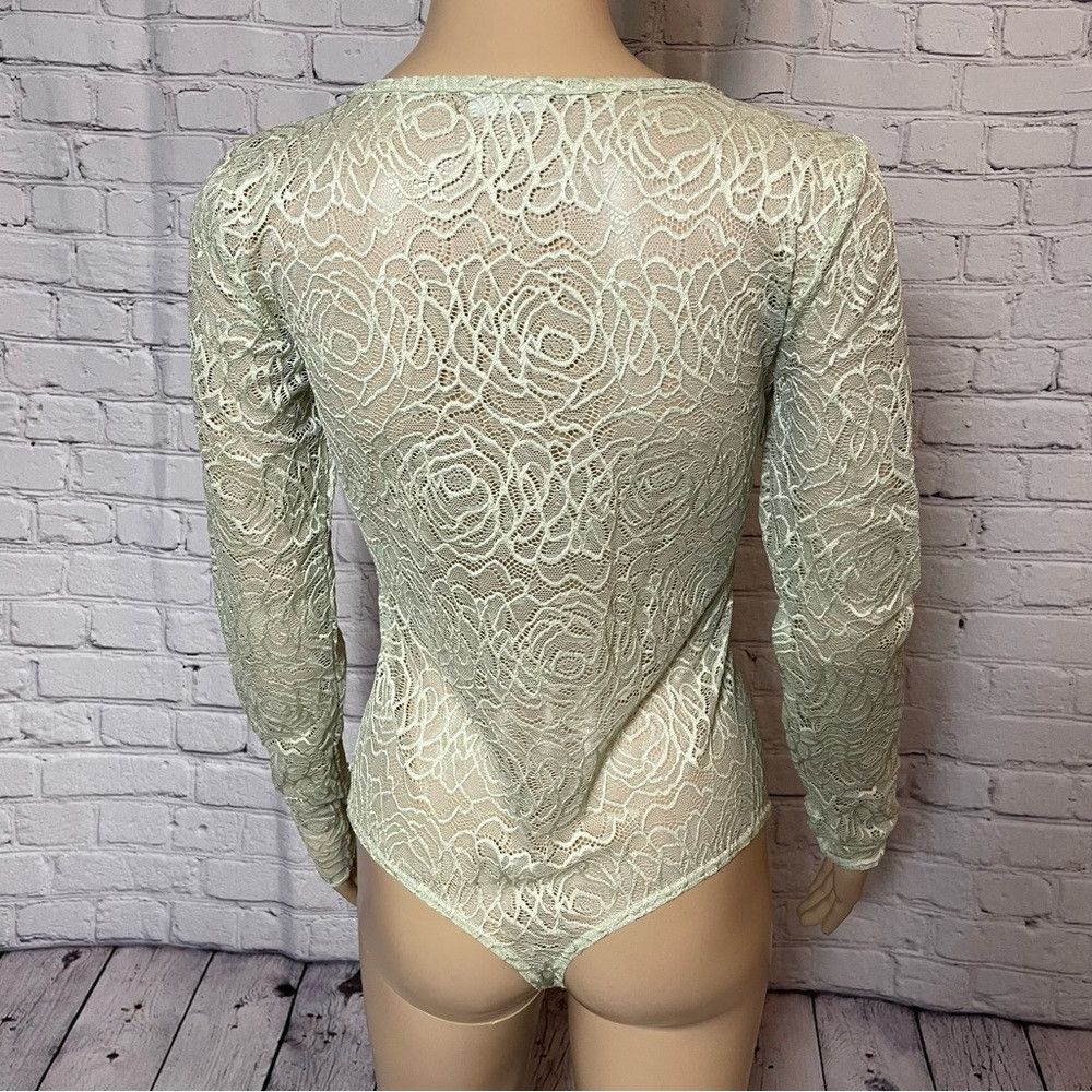 Free People New Free People In My Head Light Green Lace Long Sleeve Bod Size S / US 4 / IT 40 - 4 Thumbnail