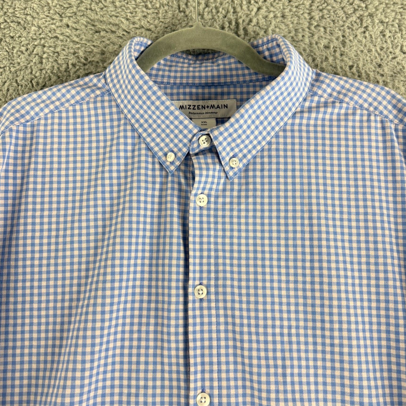 Mizzen+Main Mizzen Main Performance Button-Down Shirt Mens Size XXL Blue Gingham Long Sleeve Size US XXL / EU 58 / 5 - 2 Thumbnail