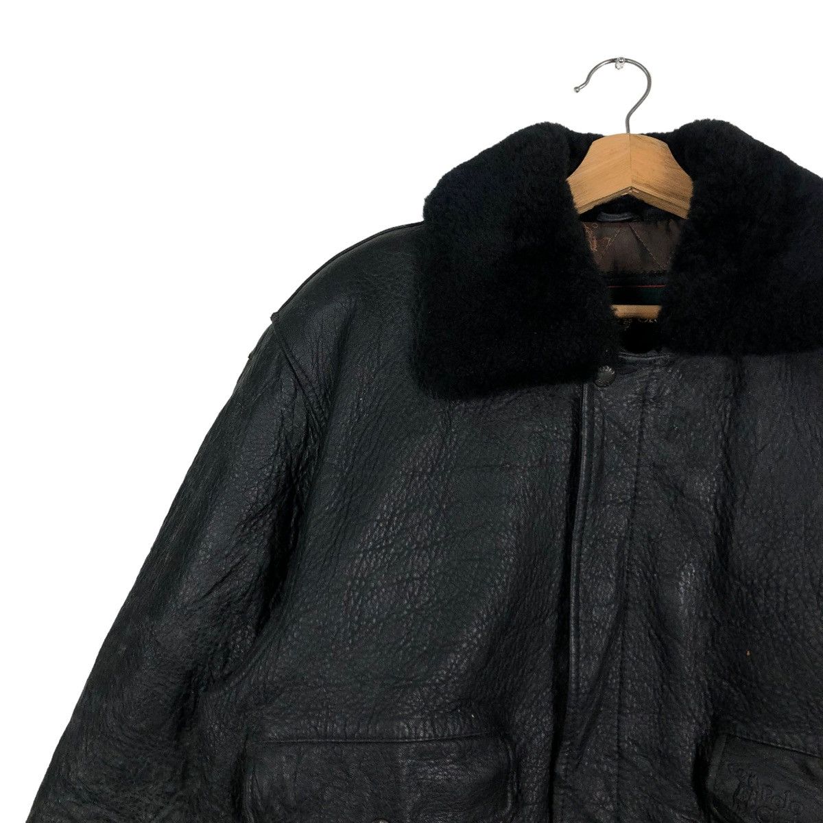 Japanese Brand RICH BLACK - VINTAGE BIKER LEATHER JACKET POLO CLUB BIGLOGO Size US M / EU 48-50 / 2 - 6 Thumbnail