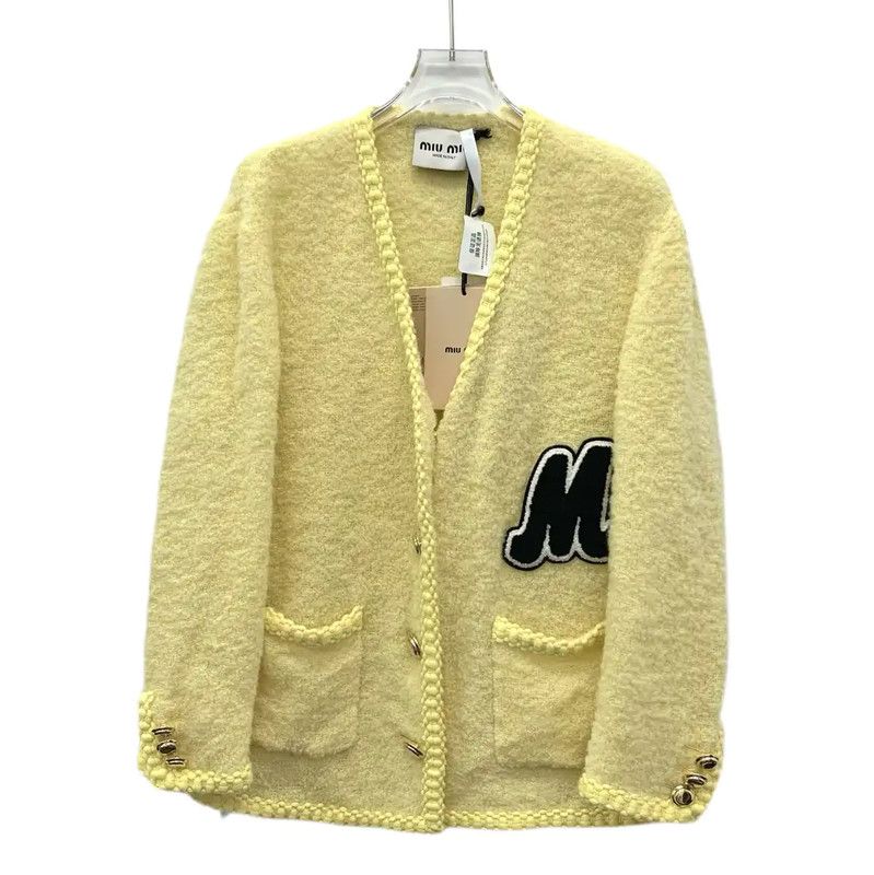 Miu Miu Yellow Wool Cardigan for Women 0089