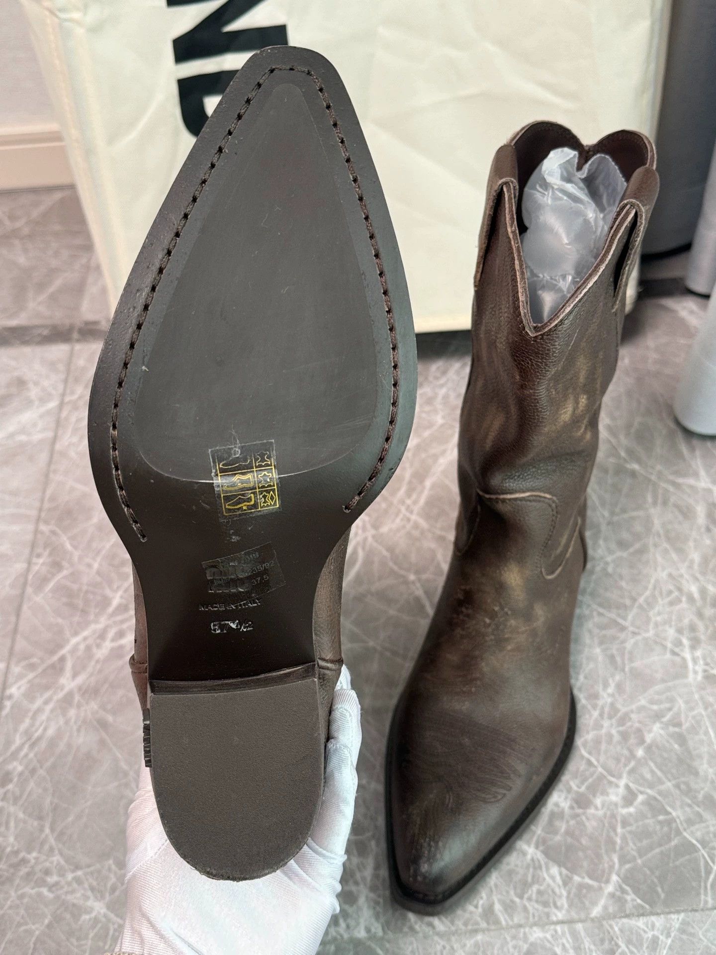 Miu Miu MIU MIU Women's Cocoa Brown Cowboy Boot 37.5 Size US 7 / IT 37 - 7 Thumbnail