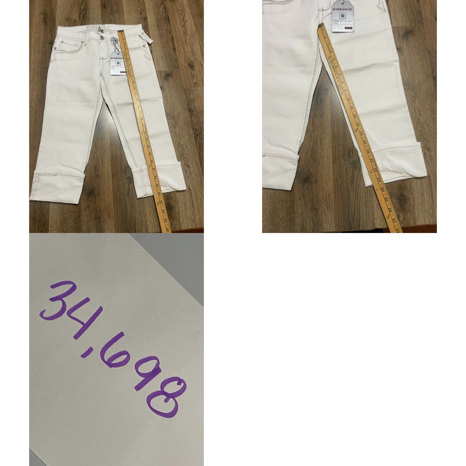 Vintage HYDRAULIC Jeans, Women's Junior Size 7/8 Cropped White NWT Size 28" / US 6 / IT 42 - 8 Thumbnail