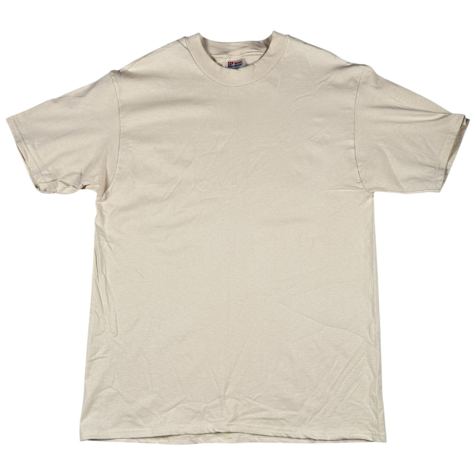 Hanes × Vintage Vintage 90s Hanes Blank Cream T-shirt L Deadstock Size US L / EU 52-54 / 3 - 1 Thumbnail