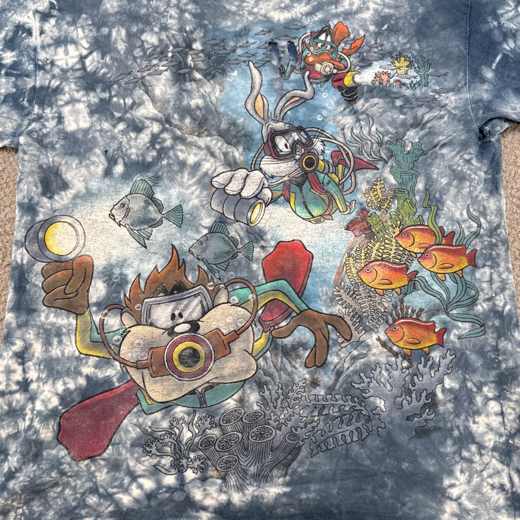 Changes Vintage 90s Looney Tunes Scuba Diving All Over Print Tee Shirt Size L READ Size US L / EU 52-54 / 3 - 3 Thumbnail