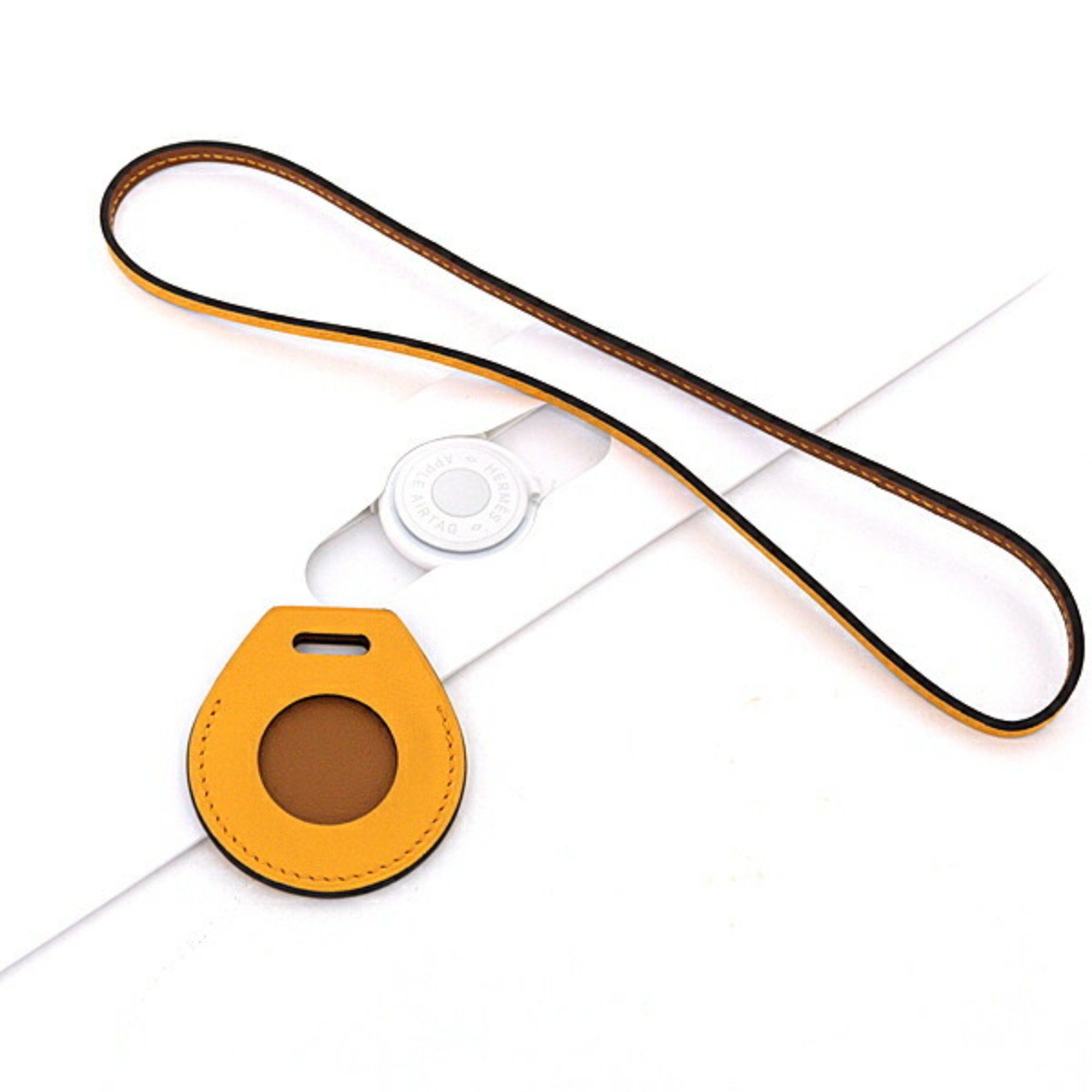 image of Hermes Apple Airtag Bag Swift Leather Jaune D'or Z Stamp, Women's