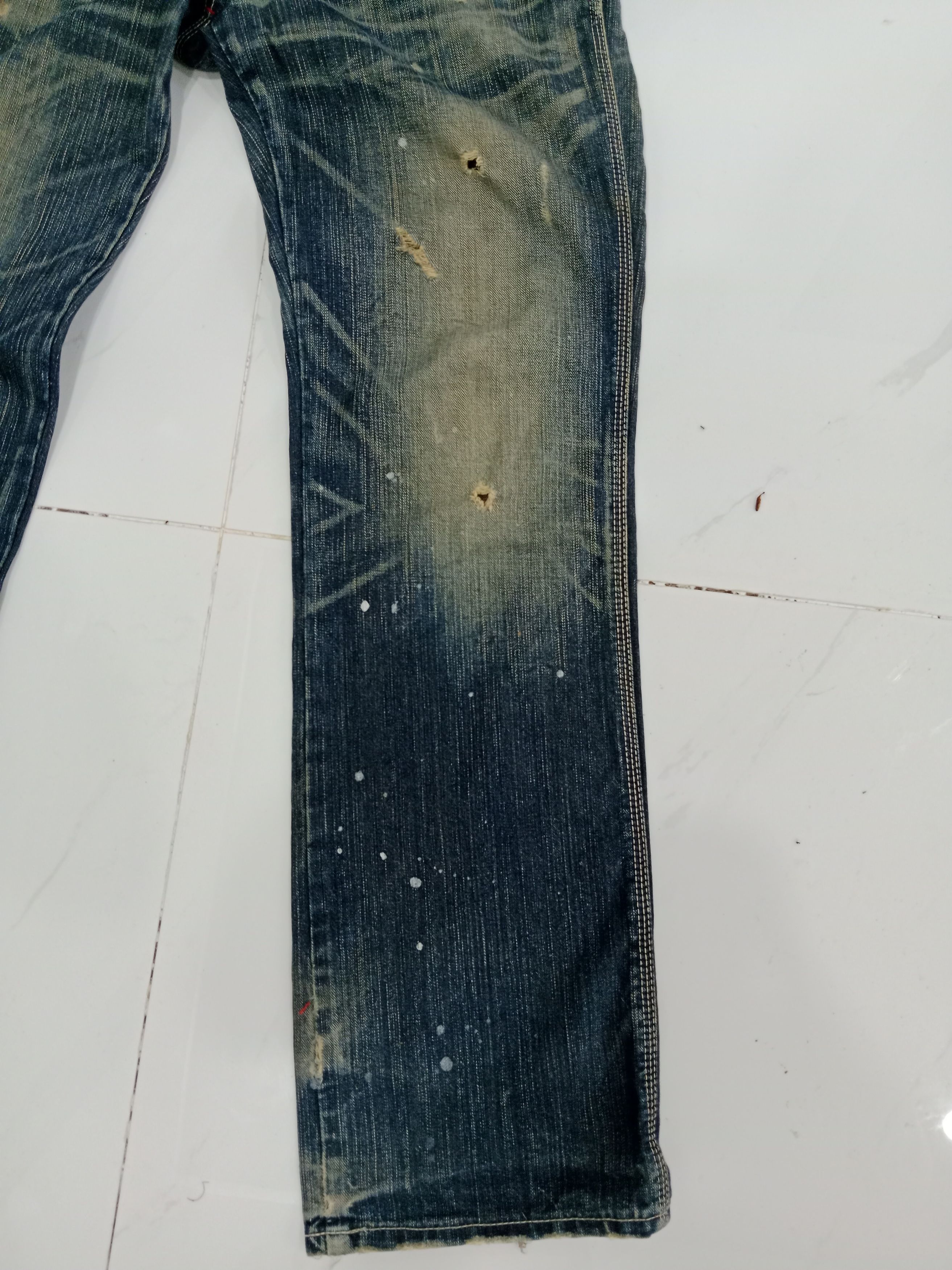 Edwin EDWIN Blue Trip With Suspenders Distressed Jeans Size US 32 / EU 48 - 6 Thumbnail