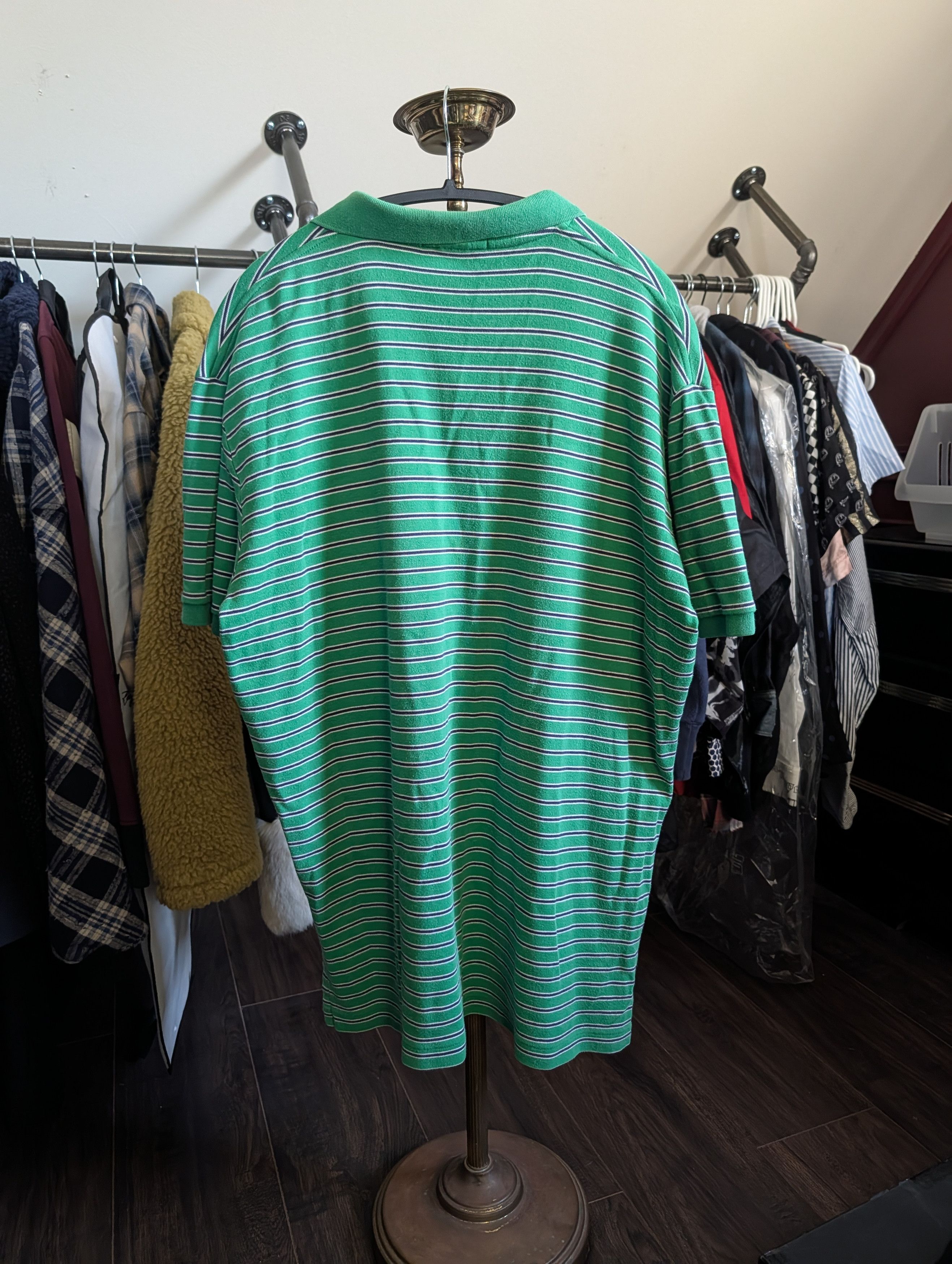 Polo Ralph Lauren Vintage green striped pink logo embroidered polo XL Size US XL / EU 56 / 4 - 8 Thumbnail
