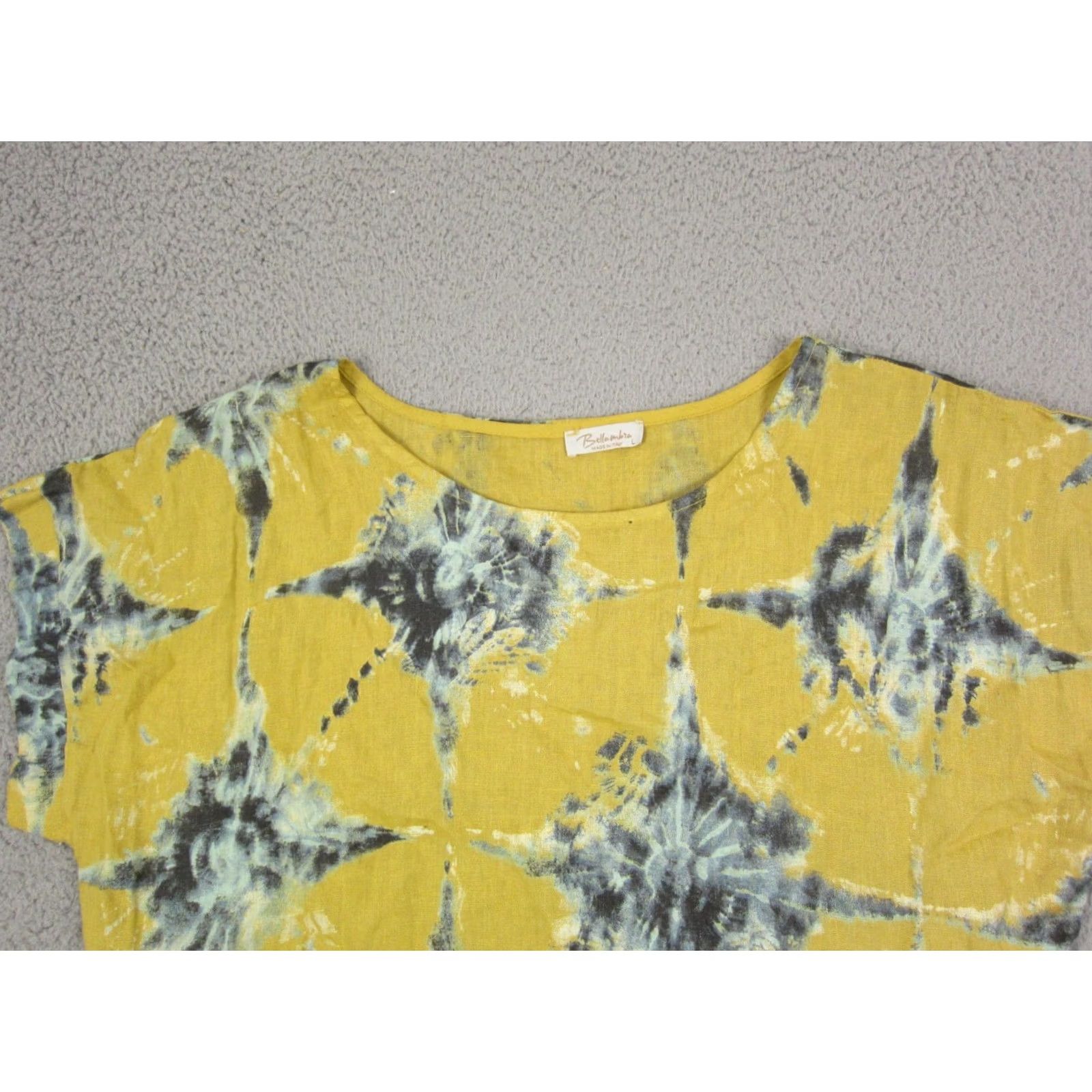 Vintage Bellambra Shirt Womens Large L Yellow Tie Dye 100% Linen Blouse Casual Classic Size L / US 10 / IT 46 - 2 Thumbnail