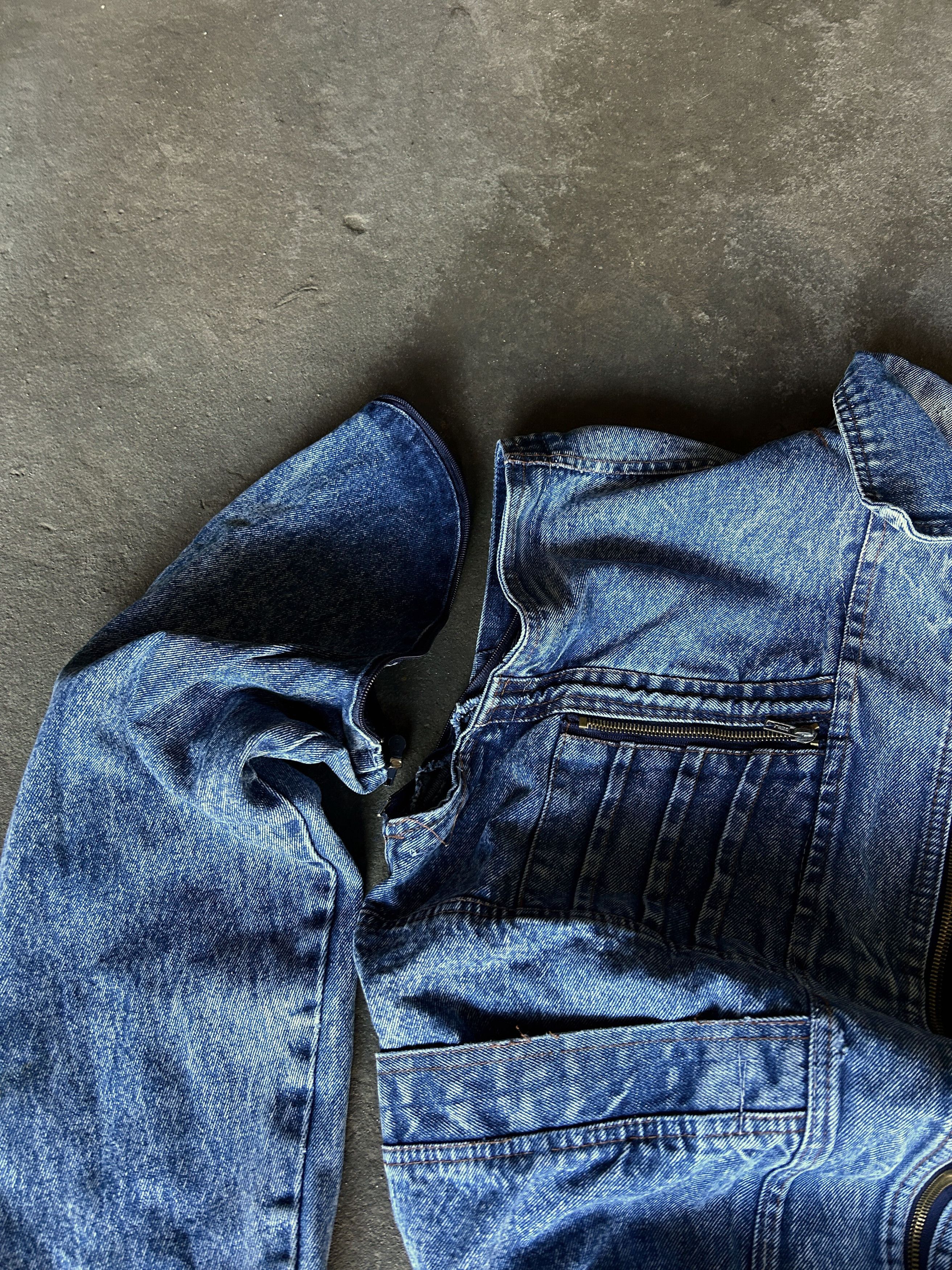 Vintage Vintage Acid Wash Denim Jacket Cropped Biker Moto Y2K Blue Size US L / EU 52-54 / 3 - 6 Thumbnail