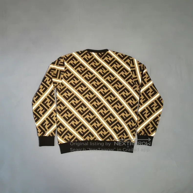 Fendi Fendi Letter print round neck long sleeve sweater - Brown Size US L / EU 52-54 / 3 - 2 Thumbnail