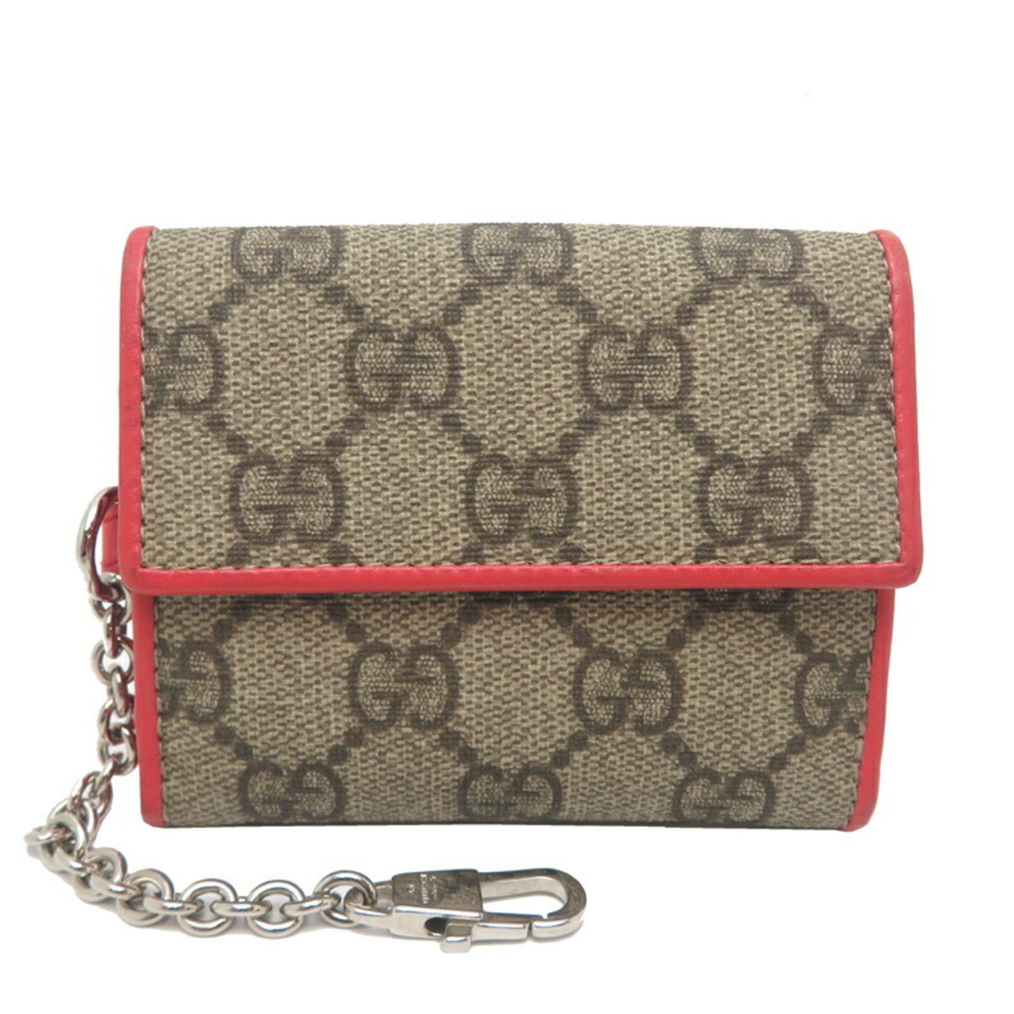 Gucci GG Supreme Mini Wallet Women's Tri-fold 256442 Beige Leather