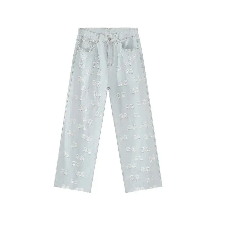 Japanese Brand Retro loose jacquard ripped jeans Size US 32 / EU 48 - 3 Thumbnail