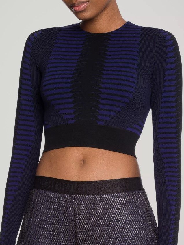Wolford Wolford crop long sleeves indigo berry/black top. Size M Size M / US 6-8 / IT 42-44 - 2 Thumbnail