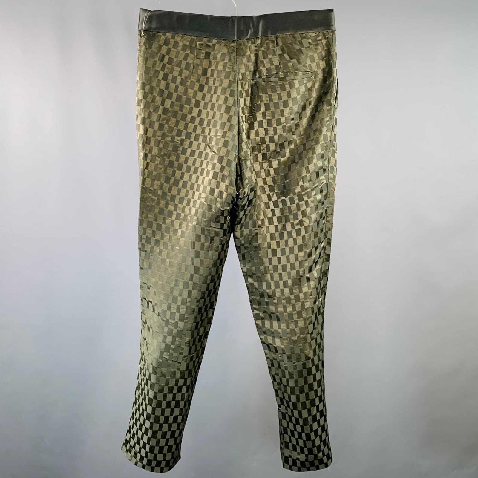 Haider Ackermann HAIDER ACKERMANN Size 32 Checkered Silk Cropped Casual Pants Size US 32 / EU 48 - 3 Thumbnail