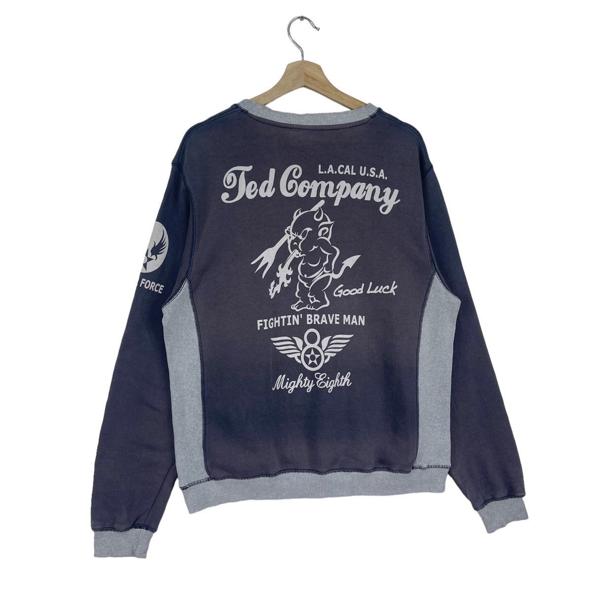 Tedman × Vintage Devil Air Force Black Faded Sweatshirt Size US M / EU 48-50 / 2 - 5 Thumbnail