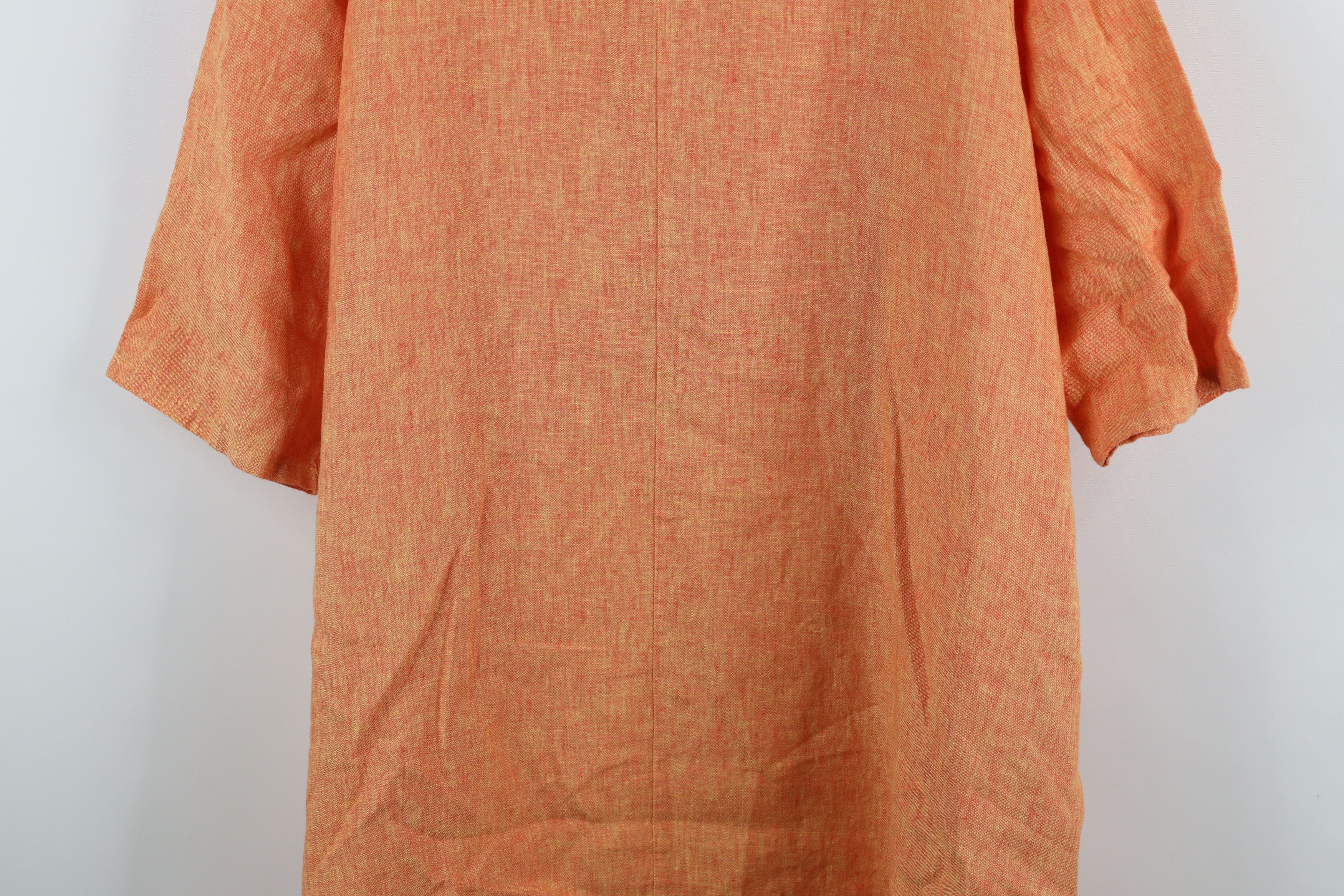 Bryn Walker × Vintage Bryn Walker Lagenlook Linen Pocket Tunic Shirt Orange USA Size L / US 10 / IT 46 - 11 Thumbnail