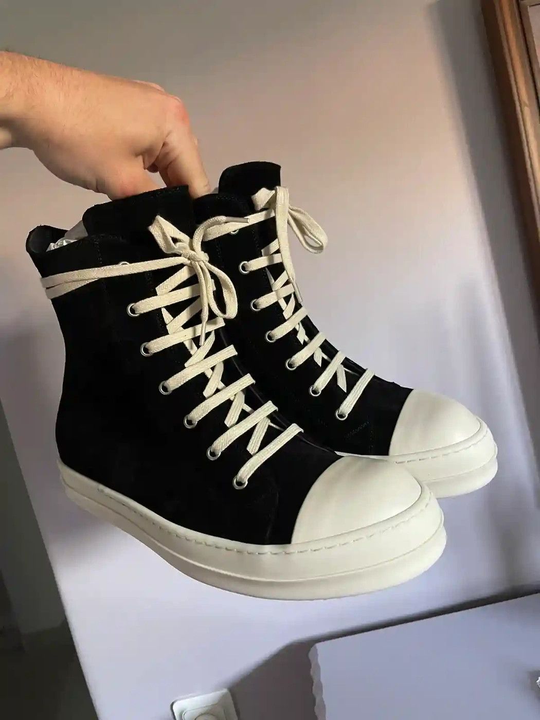 Rick Owens Deep Black Suede Ramones Size US 10 / EU 43 - 6 Thumbnail