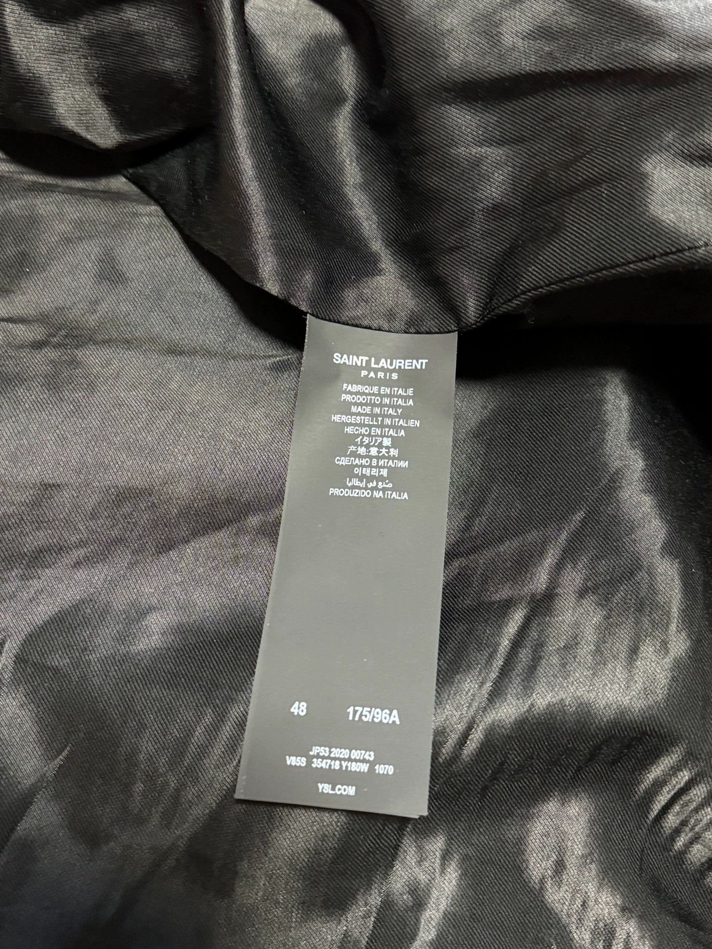 Saint Laurent Paris SLP wool leather panel baseball jacket black white Size US M / EU 48-50 / 2 - 4 Thumbnail