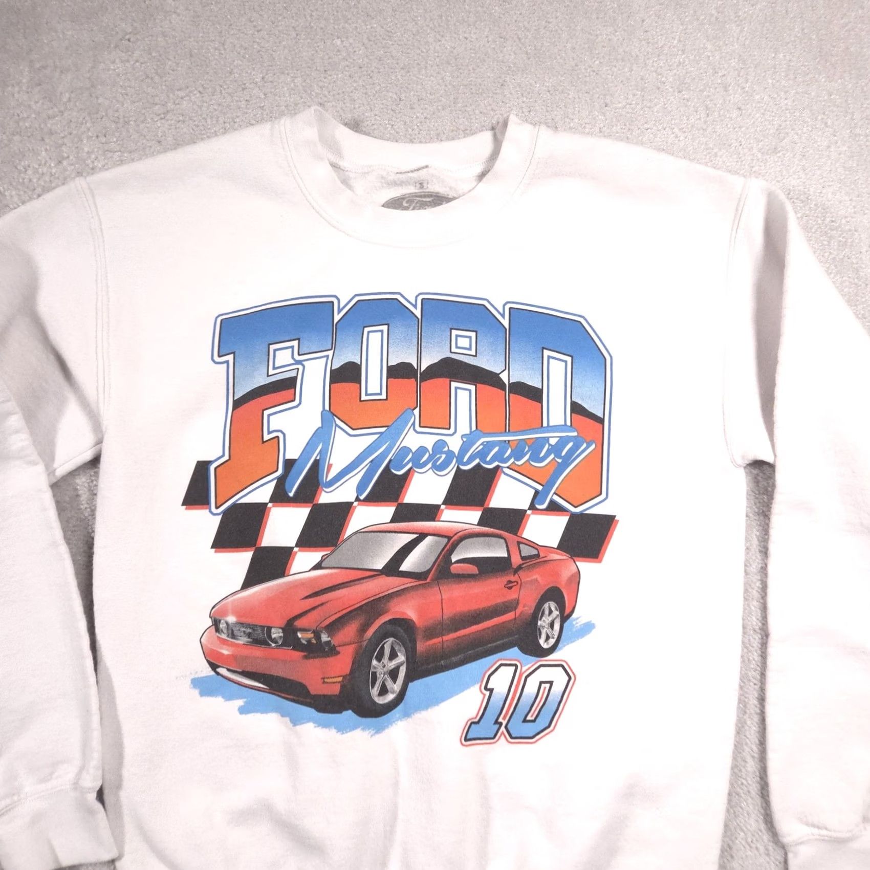 Ford Ford Mustang Sweatshirt Adult S White Graphic Pullover Fleece Racing Car Size S / US 4 / IT 40 - 2 Thumbnail
