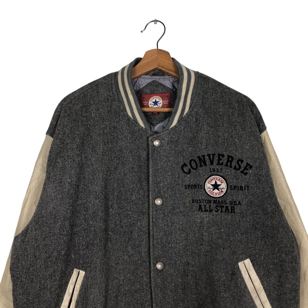 Japanese Brand 🔥VINTAGE JUMPER VARSITY LEATHER JACKET CONVERSE ALL STAR USA Size US L / EU 52-54 / 3 - 4 Thumbnail