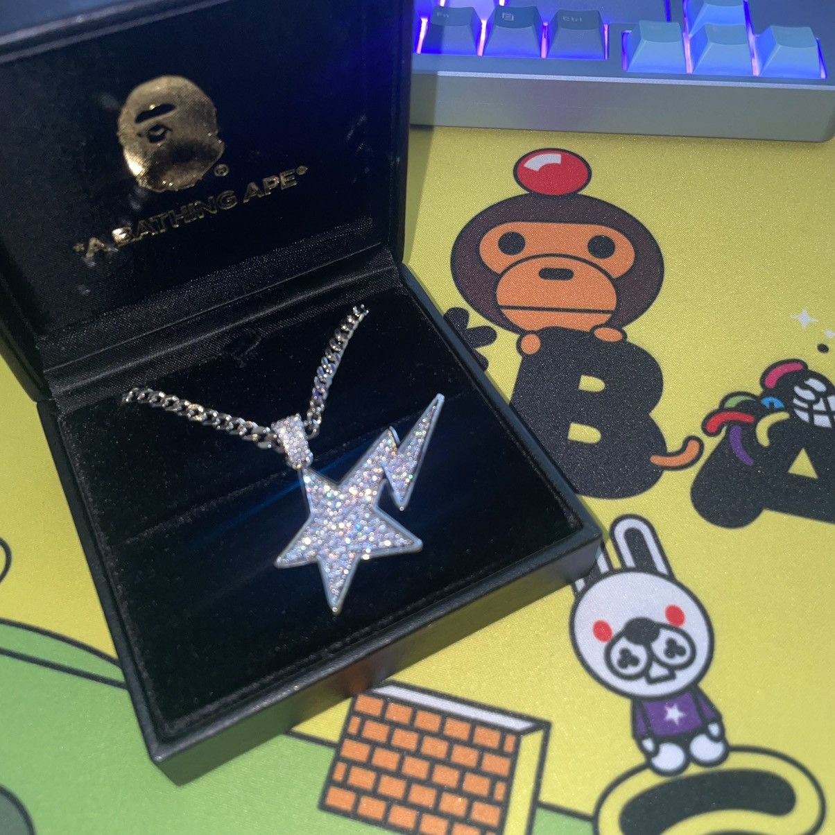 image of Bape Sta Necklace in Silver, Men's