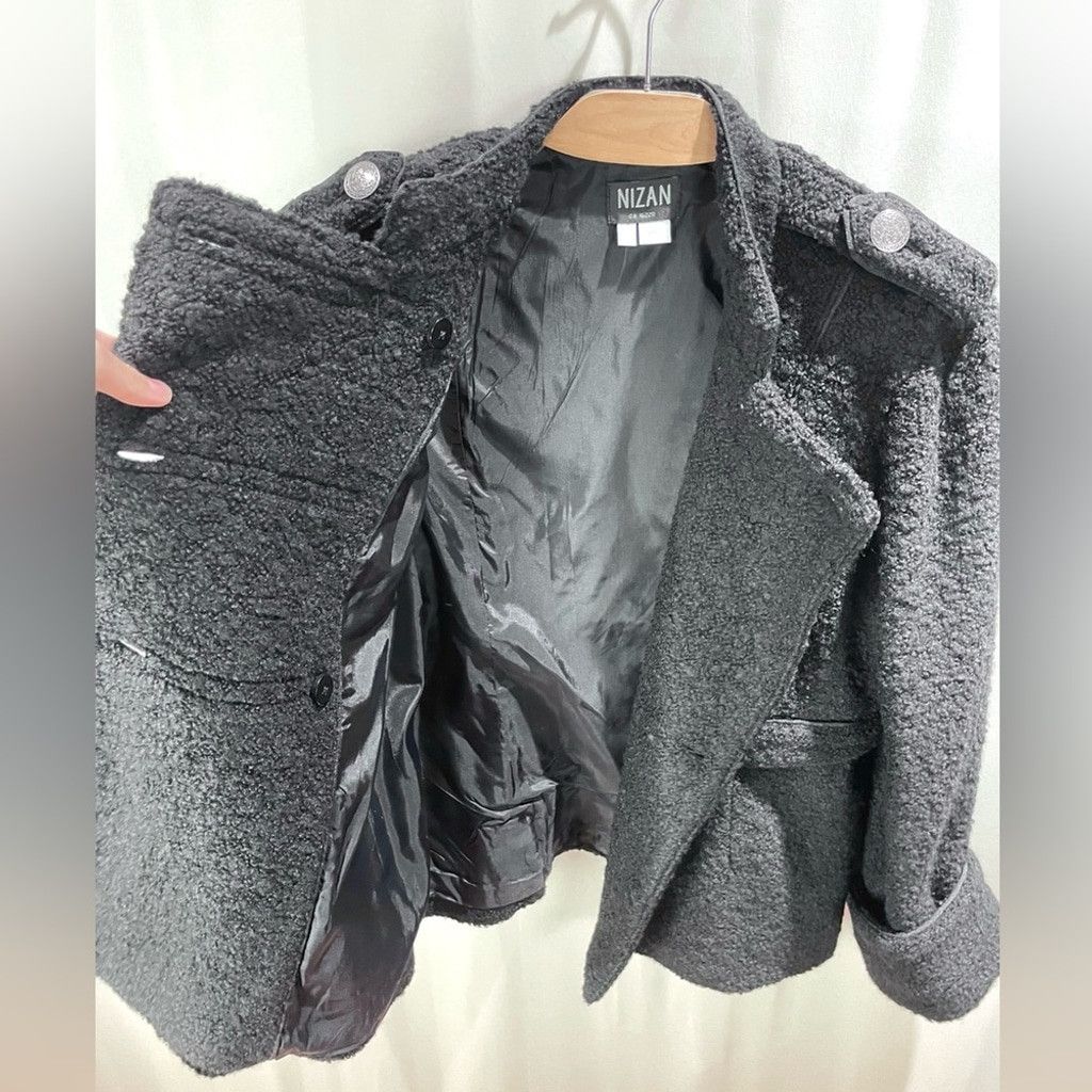 Other Nizan Black Boucle Wool Blend Napoleon Coat Size XL Size XL / US 12-14 / IT 48-50 - 11 Thumbnail