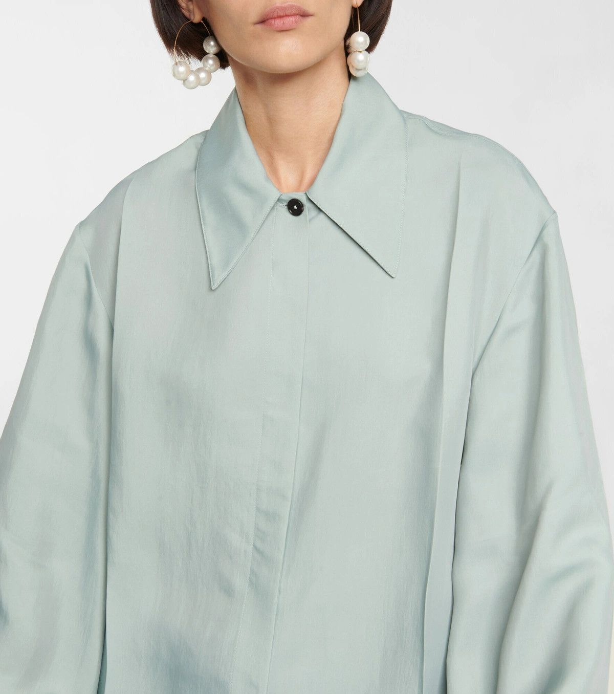 Jil Sander o1y1025 Solid Color Shirt in Sage Green Size L / US 10 / IT 46 - 2 Thumbnail