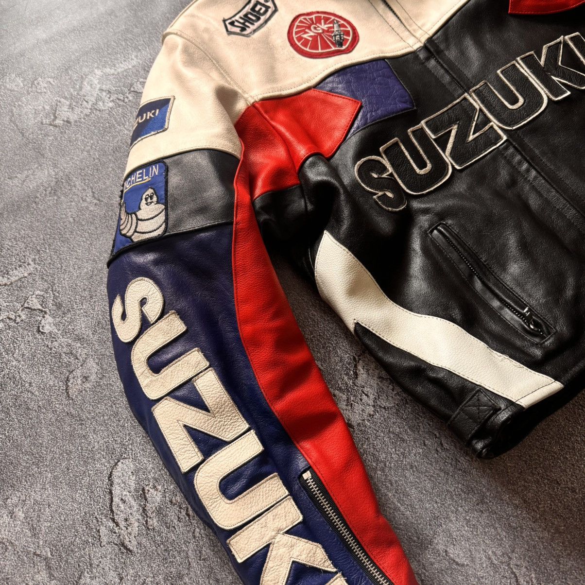 Genuine Leather 🔥 Vintage SUZUKI racing leather motorcycle jacket Size US L / EU 52-54 / 3 - 2 Thumbnail