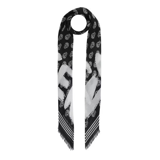 Alexander McQueen o1g2r1mq0824 Size: OS / Graffiti Biker Foulard Black Ivory Size ONE SIZE - 1 Thumbnail