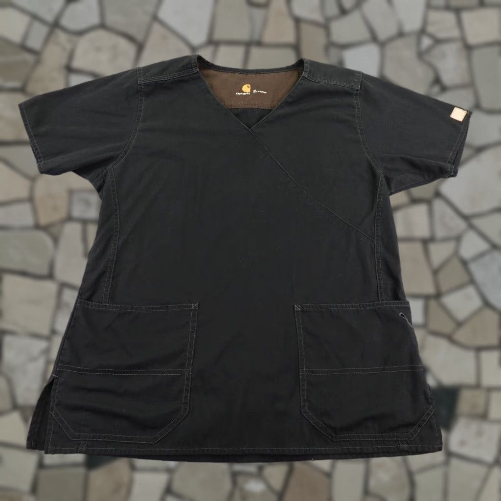 Carhartt VINTAGE Carhartt Scrub Top Womens Small Black Mock Wrap Nurse Medical Shirt Size S / US 4 / IT 40 - 1 Thumbnail