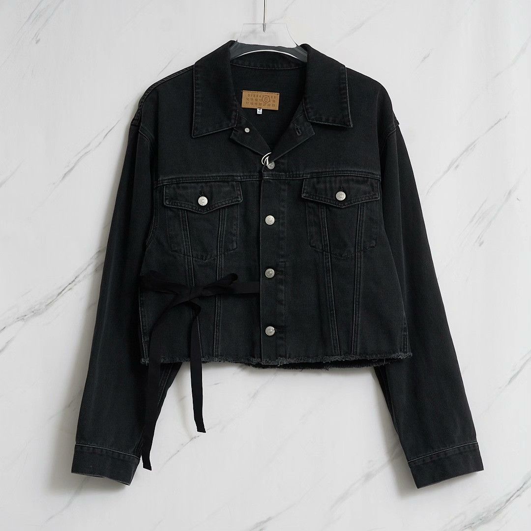 MM6 MM6 Women's Ribbon Washed Denim Jacket Size M / US 6-8 / IT 42-44 - 1 Thumbnail