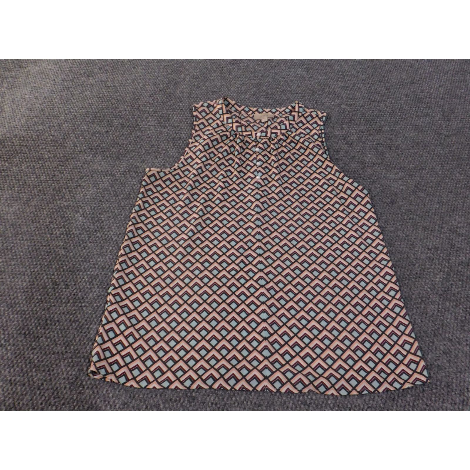 Loft LOFT Outlet Blouse Womens Medium Multicolor Geometric Print Sleeveless Button Top Shirt Size M / US 6-8 / IT 42-44 - 2 Thumbnail