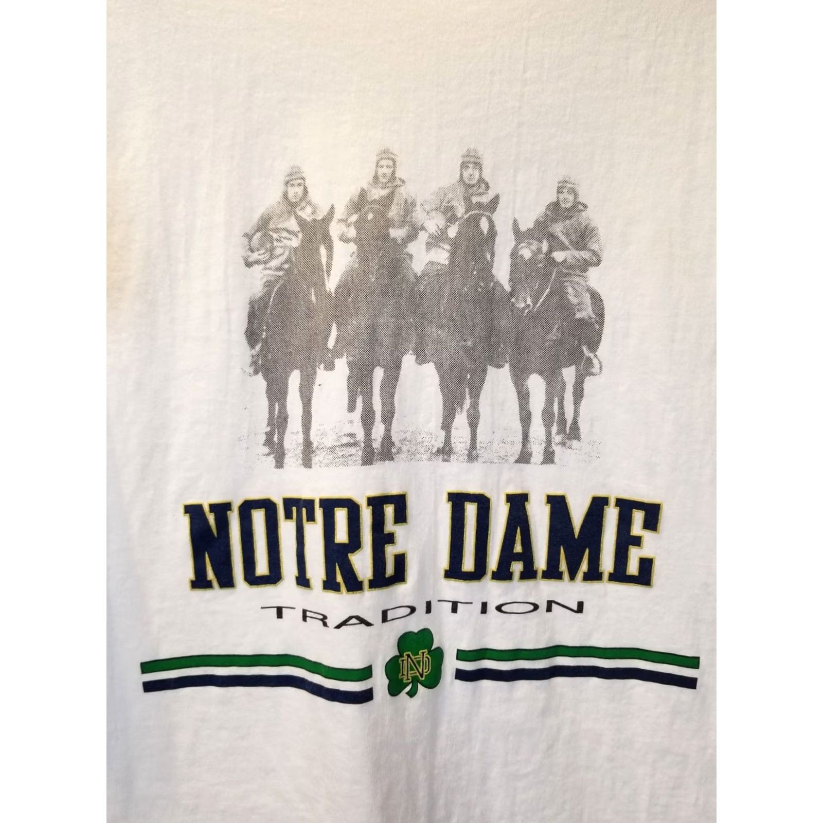 Vintage VINTAGE Notre Dame College SINGLE STITCH White Cotton T-Shirt SZ LARGE Mens Crew Neck Short Sleeve 1980s 90s CRABLE SPORTWEAR Shirt White Mens T-Shirt Size US L / EU 52-54 / 3 - 2 Thumbnail