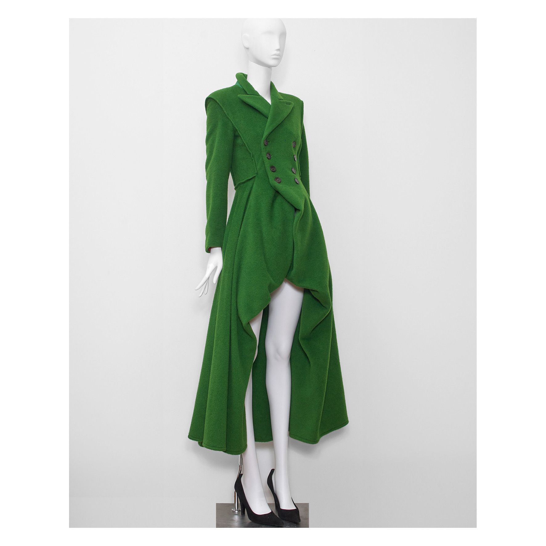 image of Green Double Breasted Jean Paul Gaultier Redingote Coat, Women's (Size Small)