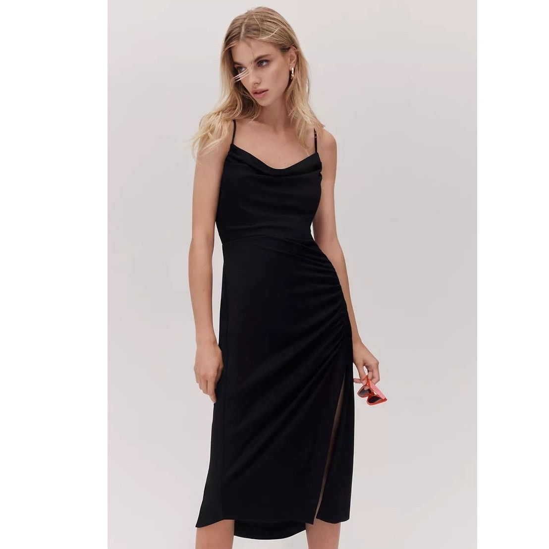 Anthropologie NWT By Anthropologie Cowl-Neck Ruched Dress $160 X-SMALL Size XS / US 0-2 / IT 36-38 - 4 Thumbnail