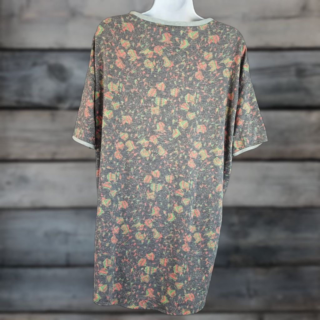 Vintage LuLaRoe Irma Top XS Gray Green Floral Short Sleeve Women's Shirt Blouse Size XS / US 0-2 / IT 36-38 - 1 Thumbnail