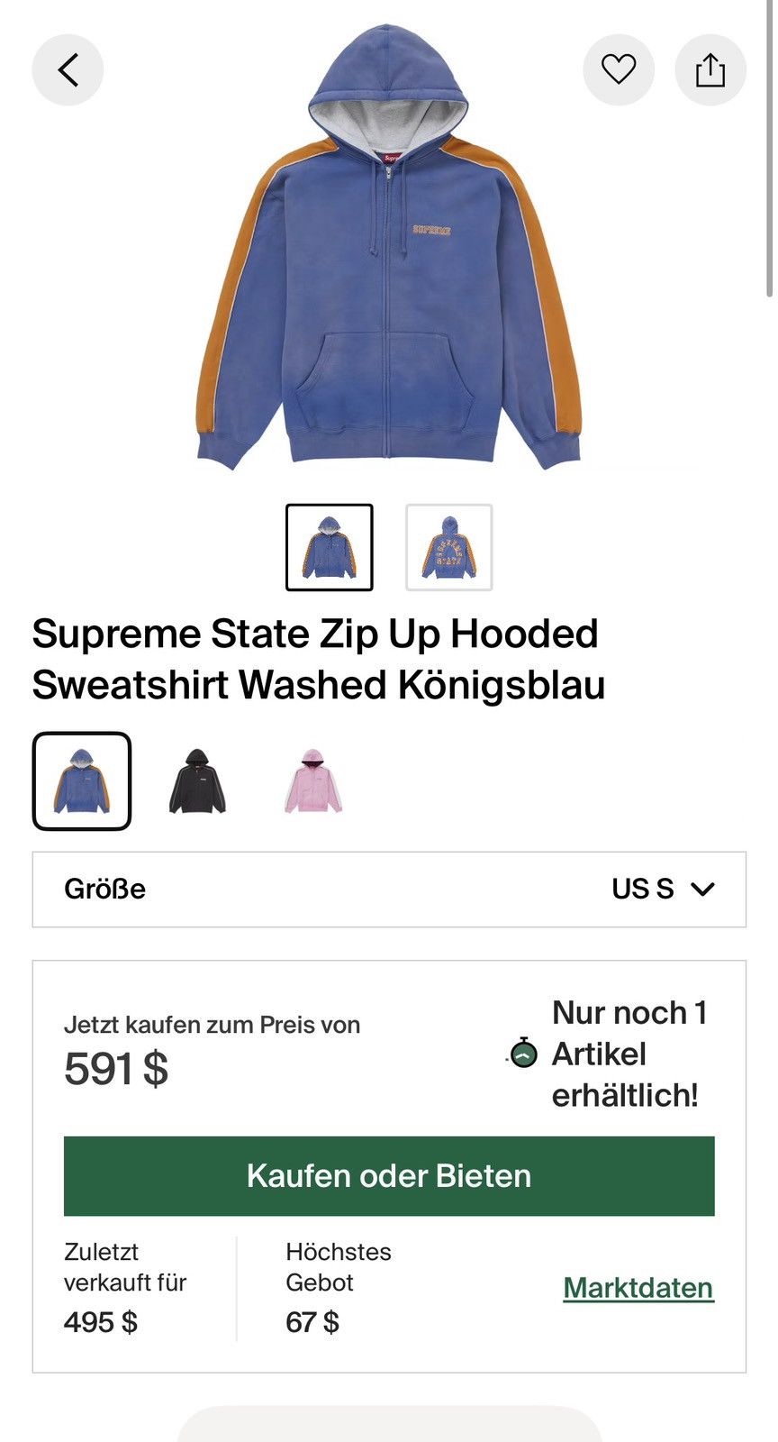 Supreme Supreme Zip Up Hoodie State Gr. Large Size US L / EU 52-54 / 3 - 1 Thumbnail