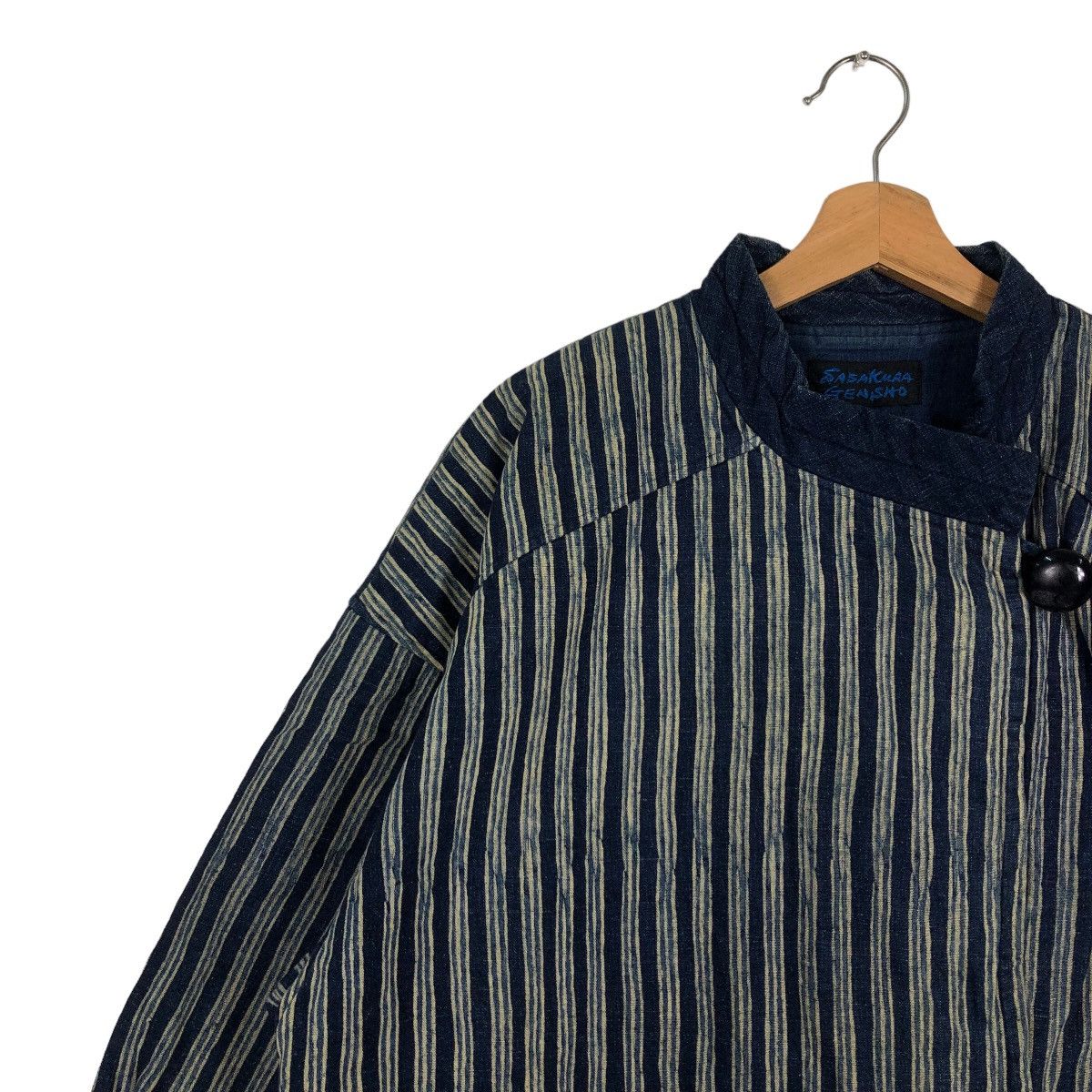 Blue Blue Japan 🔥Asymmetrical Button Hikory Chore Jacket Sasakura Gensho Size US L / EU 52-54 / 3 - 7 Thumbnail