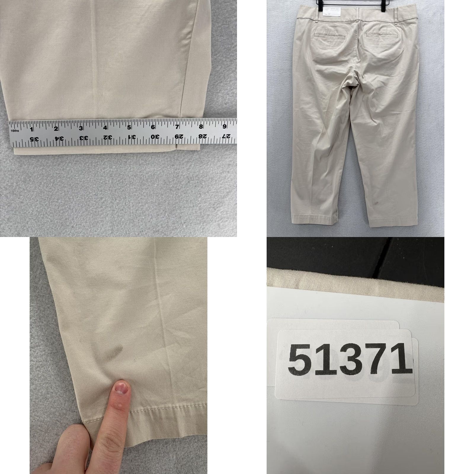 Loft LOFT Beige Crop Pants Womens 14 Twill Stretch Straight Leg NWT Casual Workwear Pockets Zip Front Flat Front 24in Inseam Regular Size 36" / US 14 / IT 50 - 9 Thumbnail
