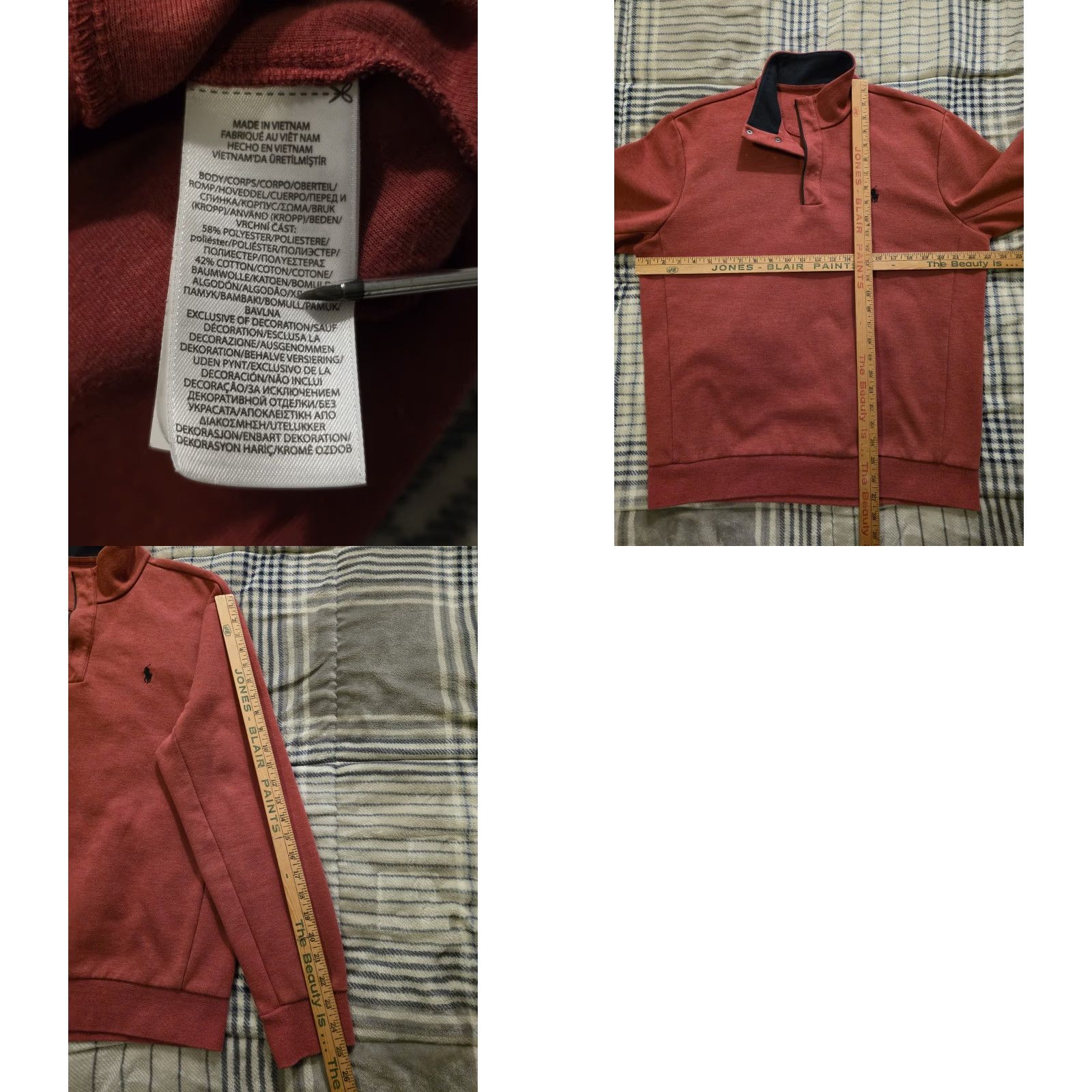 Polo Ralph Lauren Polo Ralph Lauren Sweater Men's Large Heather Red Mockneck Double Knit 1/4 Snap Size US L / EU 52-54 / 3 - 8 Thumbnail