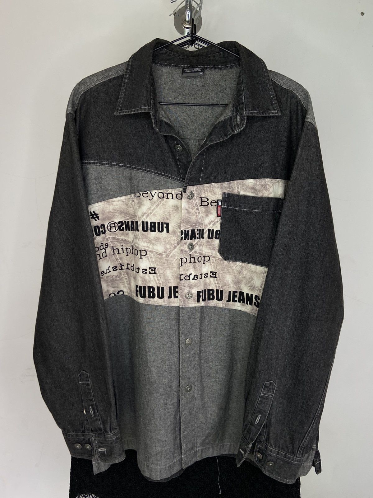 Fubu Vintage 00s Fubu Denim Hiphop Denim Shirts Button Up Size US L / EU 52-54 / 3 - 4 Thumbnail
