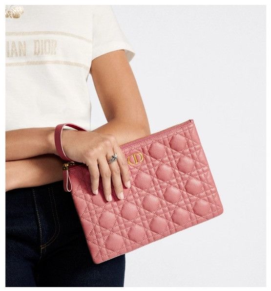 Dior o1w1db11024 Size: OS / Medium Caro Daily Pouch in Light Pink Size ONE SIZE - 3 Thumbnail