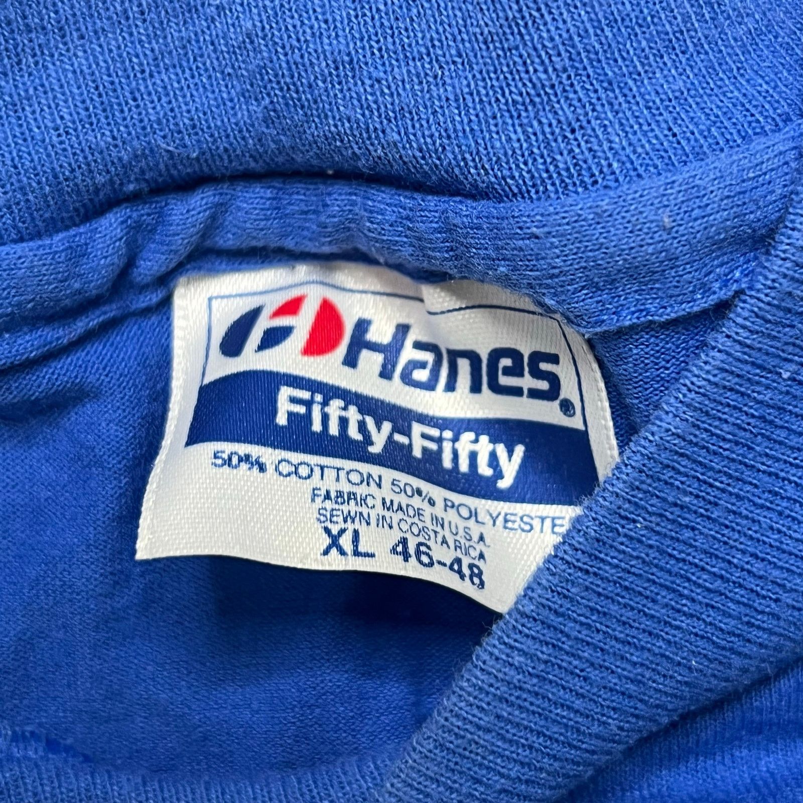Hanes Vintage 90s Hanes Blank T Shirt Blue XL 90s USA 25 Back Size US XL / EU 56 / 4 - 3 Thumbnail