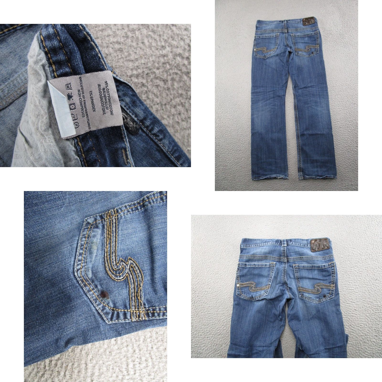 Silver Jeans Co. VINTAGE Silver Jeans Gordie Straight Leg Jeans 5-Pocket Mens 31x32 Blue Denim Read Missing Pockets Size US 31 - 10 Thumbnail