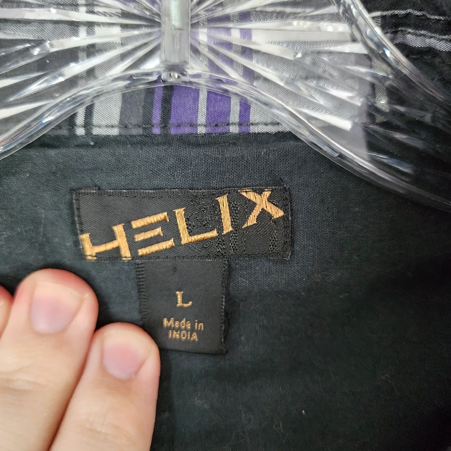 Vintage Helix Mens Plaid Short Sleeve Button Up Shirt Large Black Purple Size US 33 - 5 Thumbnail