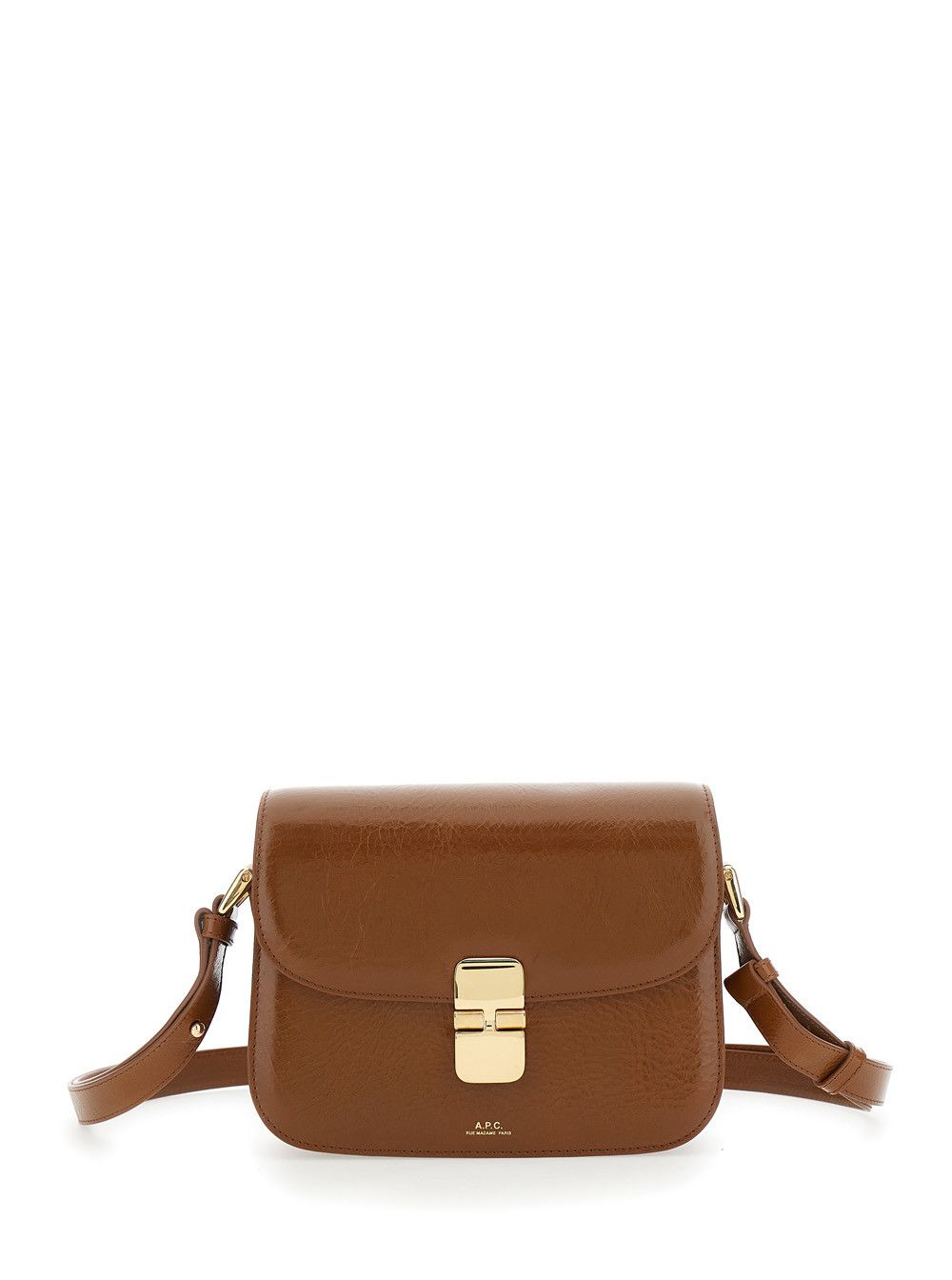 A.P.C. 'Grance' Brown Small Crossbody Bag wirh Embossed Logo Lettering on the Front and Adjustable Shoulder Strap in Hammered Leather Woman Size ONE SIZE - 1 Thumbnail