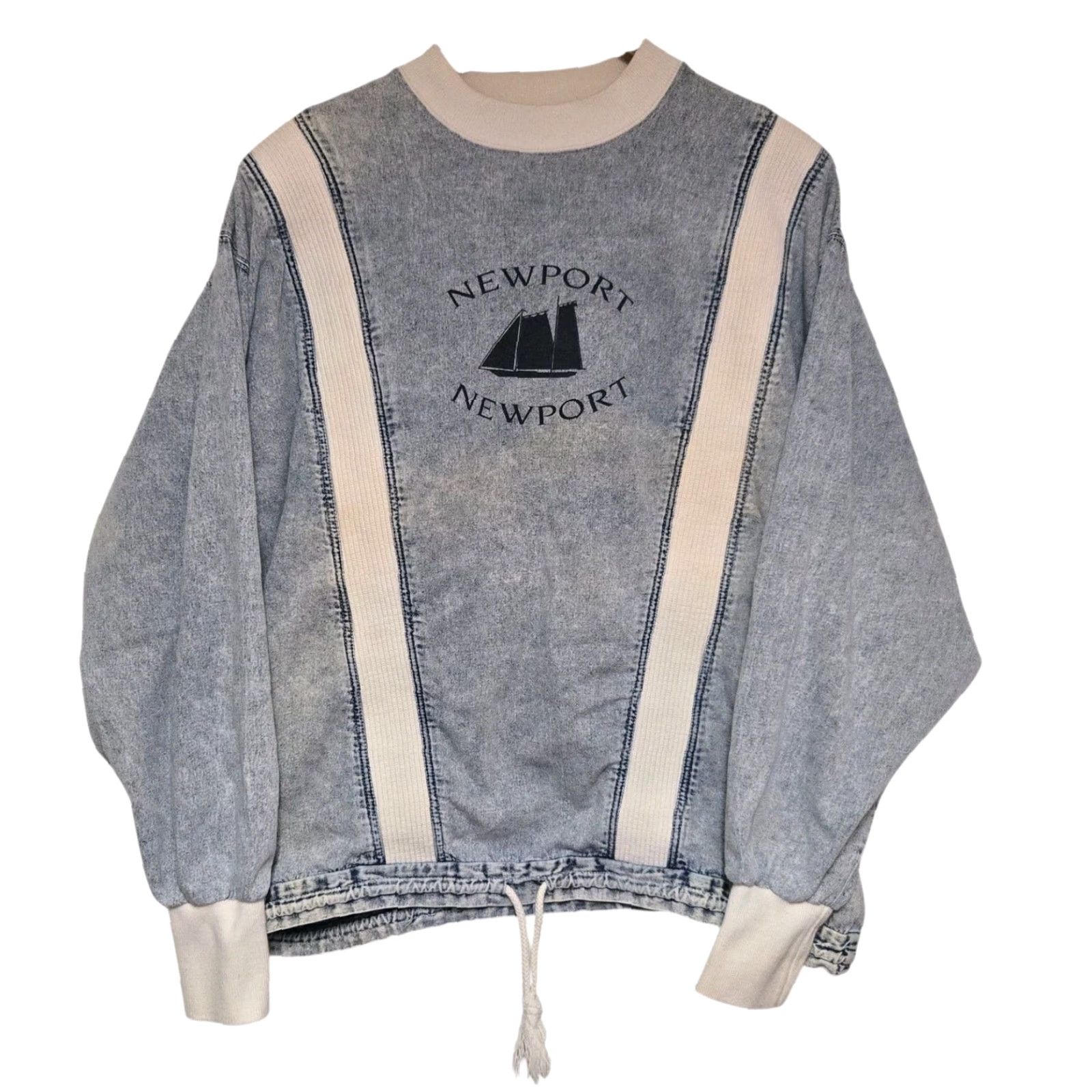Vintage VINTAGE Newport Sweatshirt Womens Denim Blue 2XL Long Sleeve Pullover 1990s Activewear Crewneck Rare Size XXL / US 16-18 / IT 52-54 - 2 Thumbnail