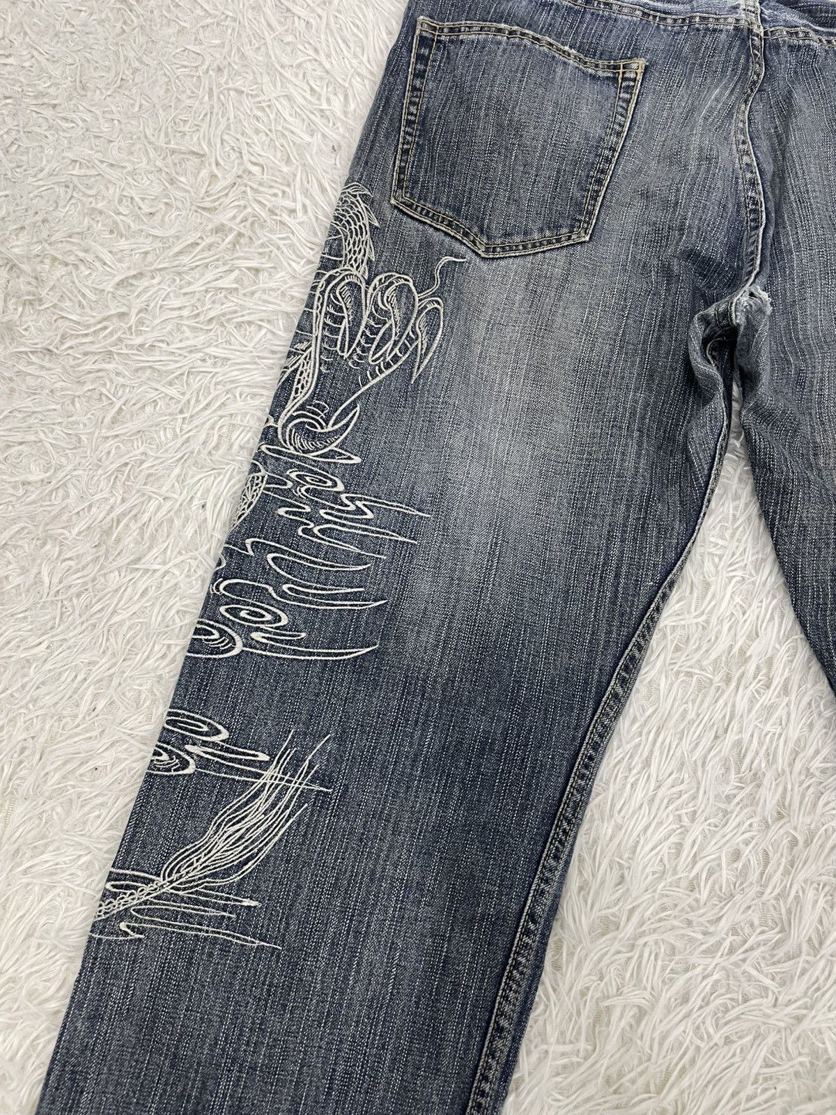 Japanese Brand Dragon Embroidered & Flowers Printed Flare Jeans Pant Size US 36 / EU 52 - 6 Thumbnail