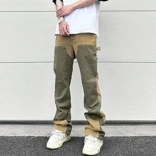 Spliced Speckled Ink Micro Flare Pant
