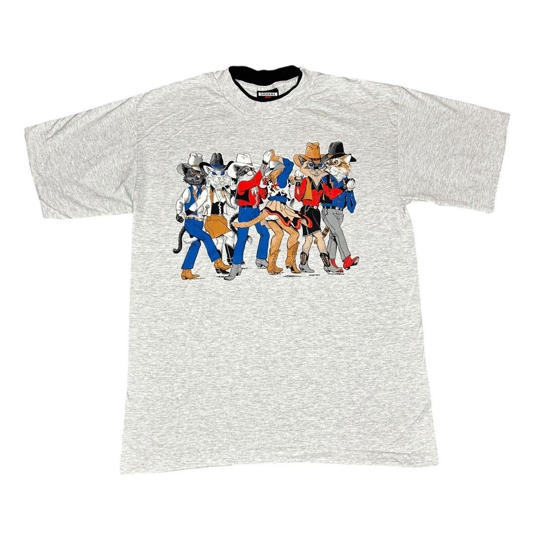 Vintage Vintage 90s Cowboy Cats Rodeo Dancing Double Sided T-Shirt Size US M / EU 48-50 / 2 - 1 Thumbnail